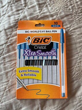 Bic Crystal Extra Smooth Blue Pens-10 pens-NEW!